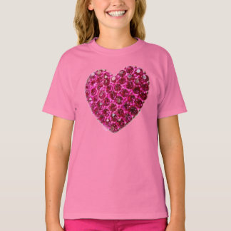 Rosa Kristall Liebe Herzmädchen in Shirt