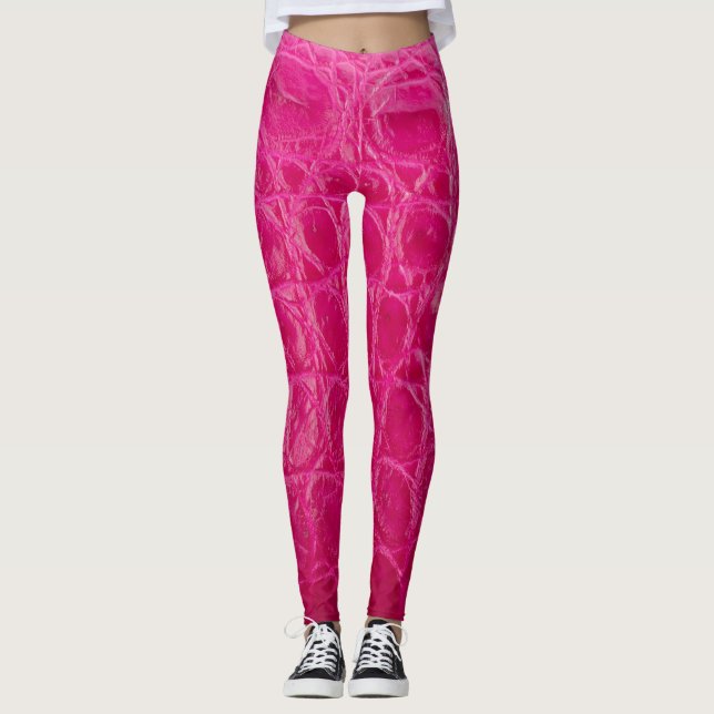 Rosa Krokodillederhaut, Lederstruktur Leggings (Vorderseite)