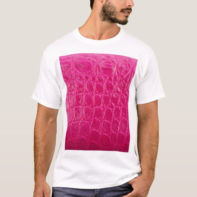 Rosa Krokodillederhaut, Lederstruktur T-Shirt (Vorderseite)