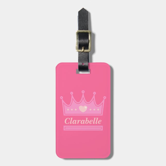 Rosa Krone für die königliche Prinzessin Gepäckanhänger (Vorderseite vertikal)