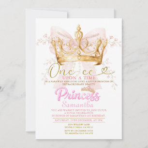 Rosa Krone Prinzessin Einmal Vor Zeiten Einladung