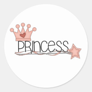 Rosa Krone und Wand Prinzessin Runder Aufkleber