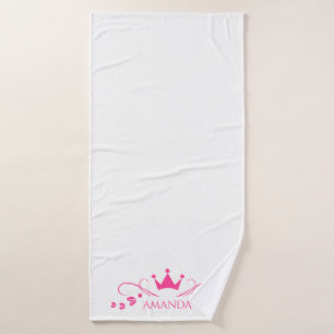 Rosa Krone und Wirbel Monogramm Badhandtuch Set