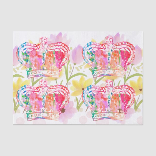 Rosa Kronen Blume Aquarelle Pastellfarben Seidenpapier (Vorderseite)