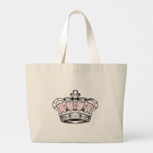 Rosa Kronen-Königin Royaler Glam Mädchen-Ästhetik Jumbo Stoffbeutel