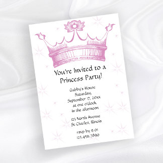 Rosa Kronenprincess-Party Einladung