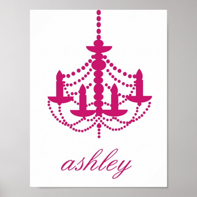 Rosa Kronleuchter Name Wall Art Poster (Vorne)
