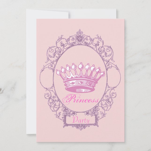 Rosa Kronprinzessin Geburtstagsparty Einladung (Vorderseite)