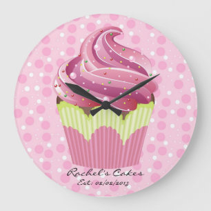 Rosa Kuchen-geschmackvolle Süßigkeitens-Uhr Große Wanduhr