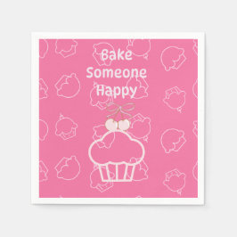 Rosa Kuchen glücklich Serviette