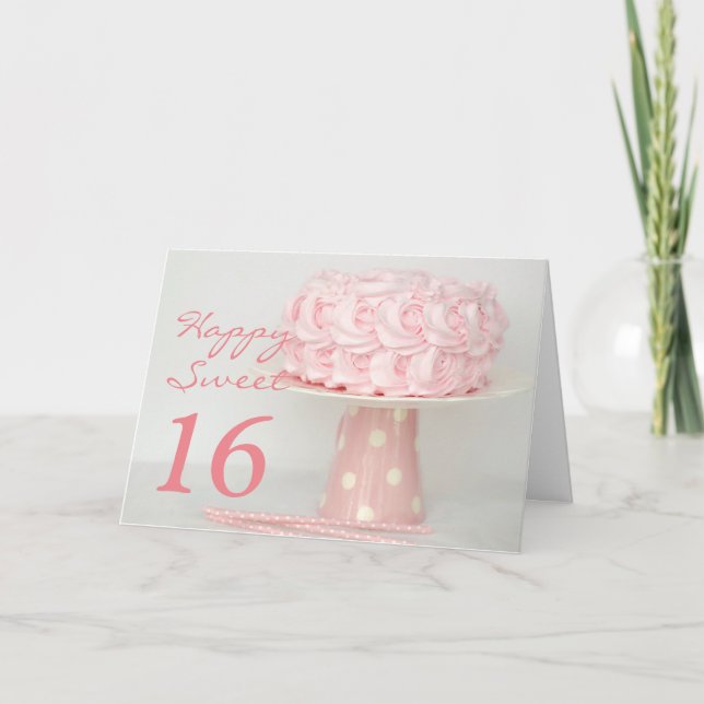 Rosa Kuchen-glücklicher Bonbon 16 Karte (Vorderseite)