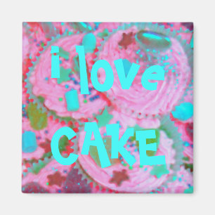 Rosa Kuchen"ich Liebe-Kuchen" Kühlschrankmagnet