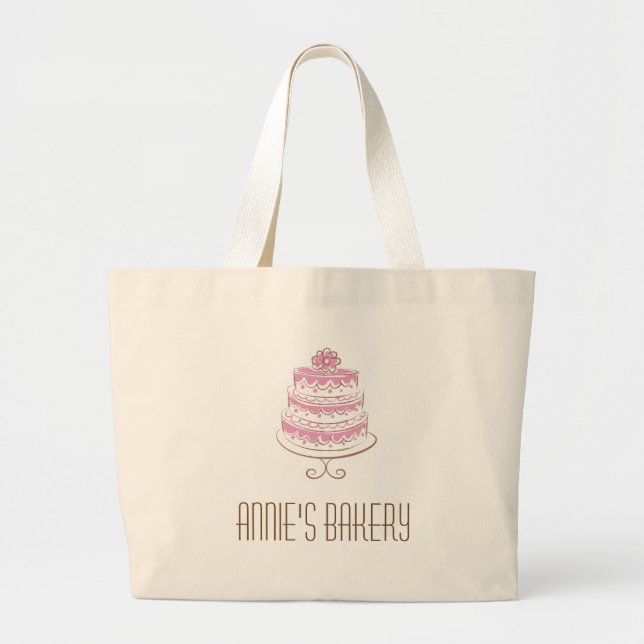 Rosa Kuchen-Kunst-kundenspezifische Jumbo Stoffbeutel (Vorne)