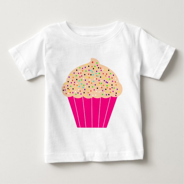 Rosa Kuchen mit Sprinklen Baby T-shirt (Vorderseite)