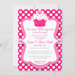 Rosa Kuchen-Tupfen-Mädchen-Babyparty-Einladung Einladung