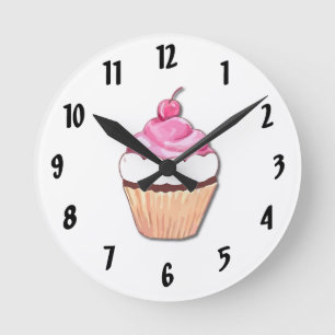 Rosa Kuchen-Wanduhr Runde Wanduhr