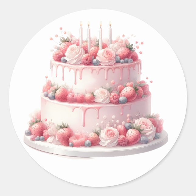 Rosa Kuchenaufkleber Runder Aufkleber (Vorderseite)