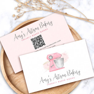 Rosa Kuchengeschirr-Mixer QR-Code-Pastry-Chef Visitenkarte