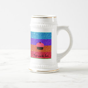 Rosa Kuchenregenbogen-Glitter Bierglas