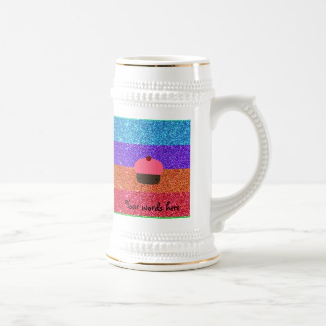 Rosa Kuchenregenbogen-Glitter Bierglas (Rechts)