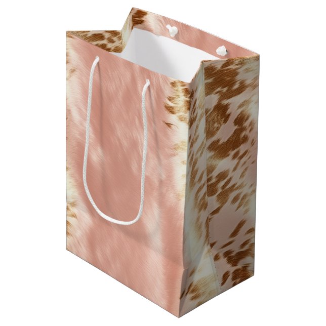 Rosa Kuh Blütenfarbe Mittlere Geschenktüte (Vorderseite Schrägansicht)
