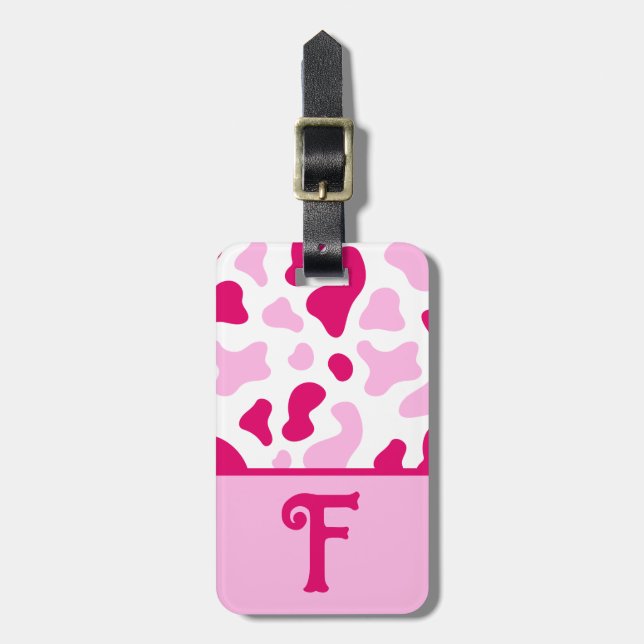 Rosa Kuh-Druck, Farbblockkid Gepäckanhänger (Vorderseite vertikal)