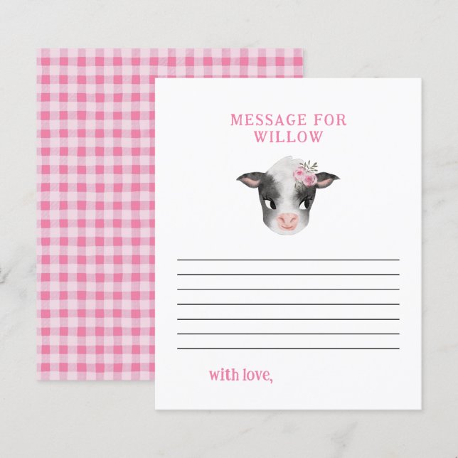 Rosa Kuh Geburtstagszeit Kapselnamenskarte (Vorne/Hinten)