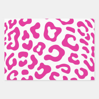 Rosa Kuh pastellfarbenes Leopardenmuster Geschenkpapier Set