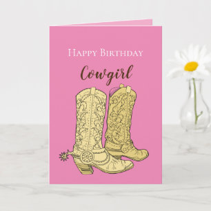 Rosa Kuhgirl-Cowboystiefel Geburtstag Karte