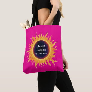 Rosa kühnes Wasserfarben-Totale Sonnenfinsternis 2 Tasche