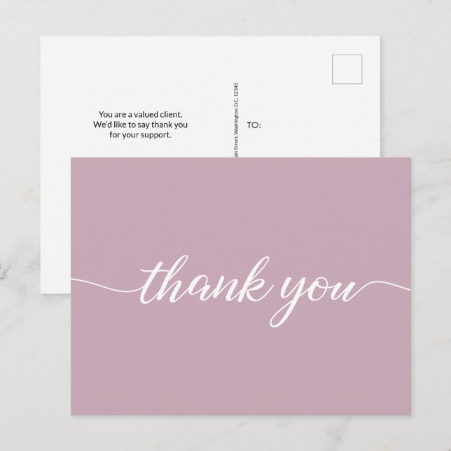 Rosa Kundenempfehlung Kein Logo Vielen Dank Postkarte (Vorne/Hinten)