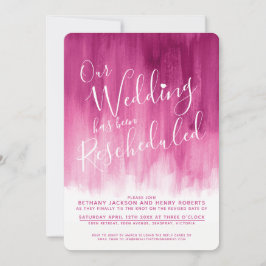 Rosa-Kunst Hochzeit neu geplant Einladung