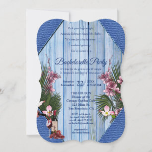Rosa Künstlerische Blume Blauholz Textur Bachelore Einladung