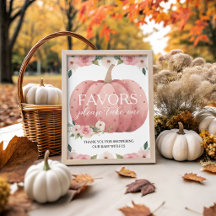 Rosa Kürbis-Geschenke-Tischschild 8x10