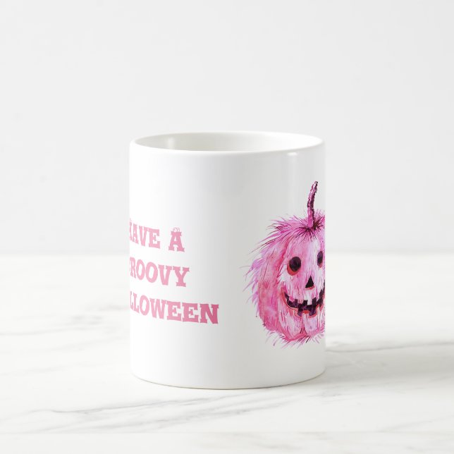 Rosa Kürbis Groovy Halloween Kaffeetasse (Mittel)