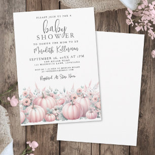 Rosa Kürbis Herbst-Baby-Party Einladung