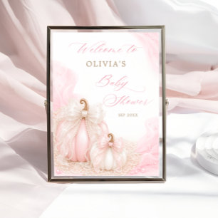 Rosa Kürbis-Schleife Baby Shower Willkommen Poster