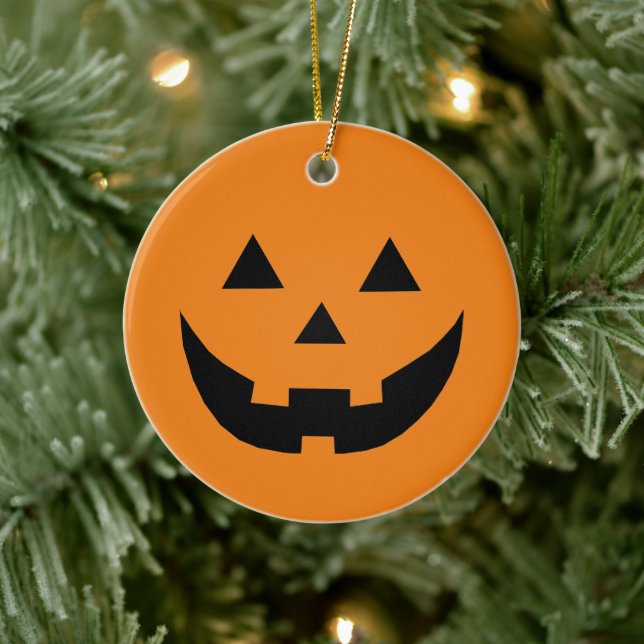 Rosa Kürbislaterne Kürbis Halloween Keramik Ornament (Baum)