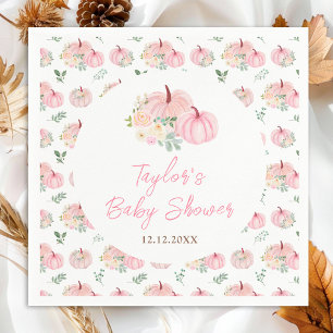 Rosa Kürbisse Florale Babyparty Serviette