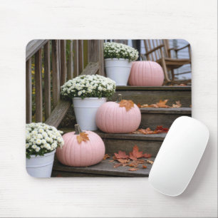 Rosa Kürbisse mit Herbst-Mums Mousepad