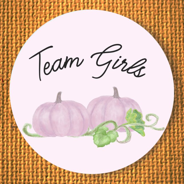 Rosa Kürbiszweibeingeschlecht: Team Girl Runder Aufkleber (Von Creator hochgeladen)