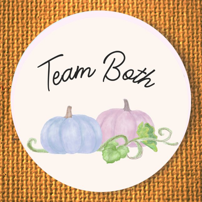 Rosa Kürbiszweibeinmännchen offenbaren Team Runder Aufkleber (Von Creator hochgeladen)