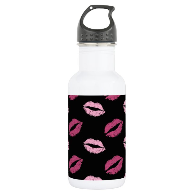 Rosa-Küsse Edelstahlflasche (Vorderseite)