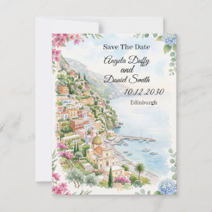 Rosa Küstenblumen-Save-The-Date-Karte Save The Date