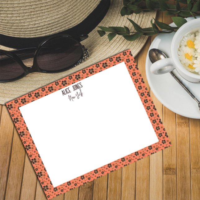 Rosa Lachsmuster braune natürliche Blume Notizblock (Von Creator hochgeladen)