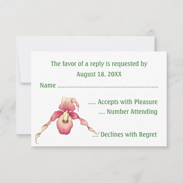 Rosa Lady Slipper Orchid RSVP Cards Karte (Vorderseite)