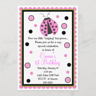 Rosa Ladybug - Einladungen zum Geburtstag