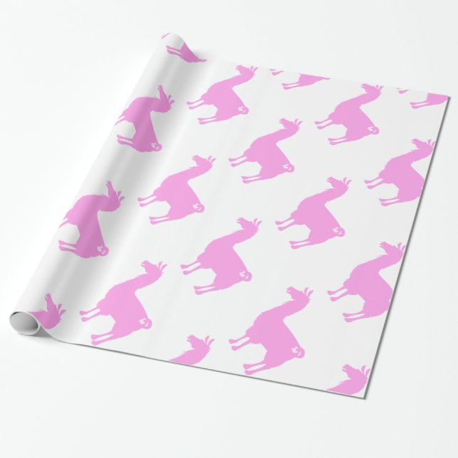 Rosa Lama-Packpapier Geschenkpapier (Ungerollt)