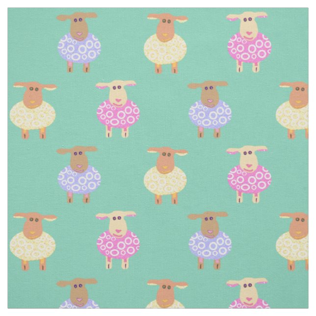 Rosa Lämmer, gelb und blau Stoff (Muster)