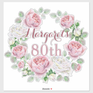Rosa Land-Rosen-Blumen80. Geburtstag Burgunders Aufkleber